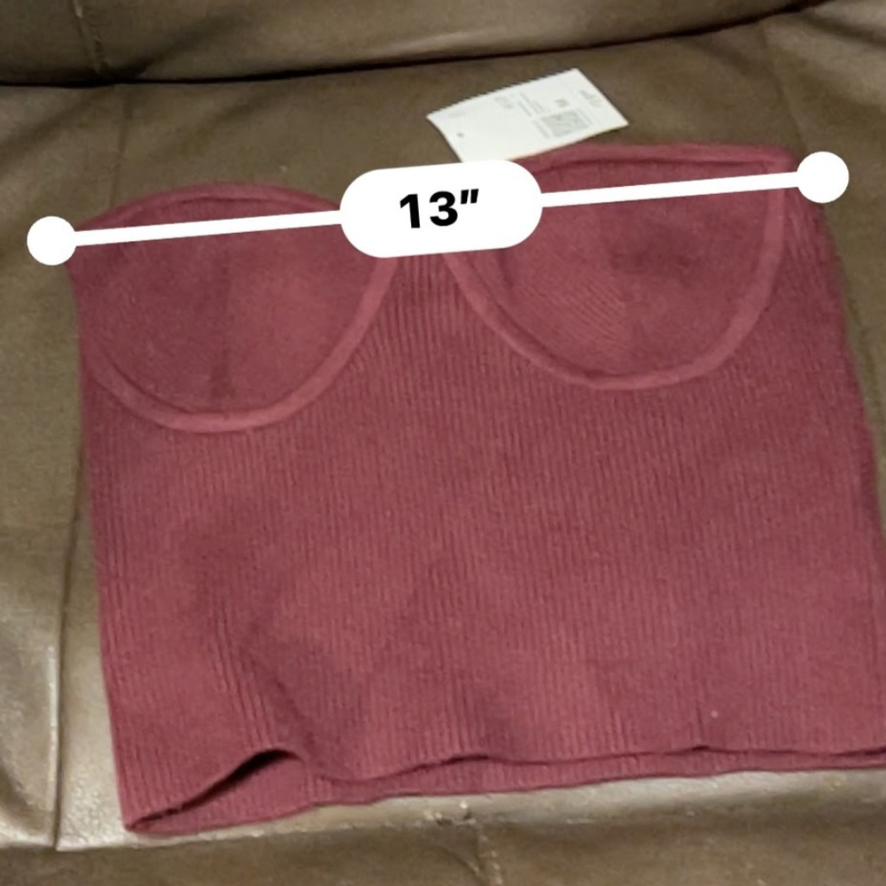Forever 21 Tube Top - Women's M - Burgundy Ribbed Sweater - Picture 7 of 9